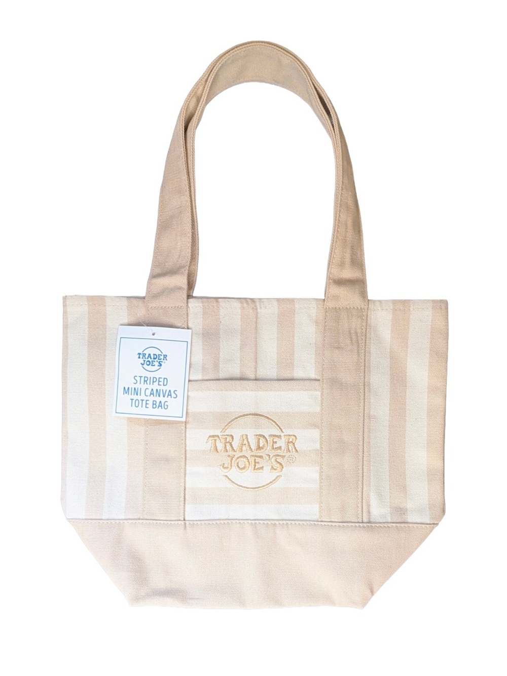 NWT - Trader Joe's Striped Mini Canvas Tote - Tab